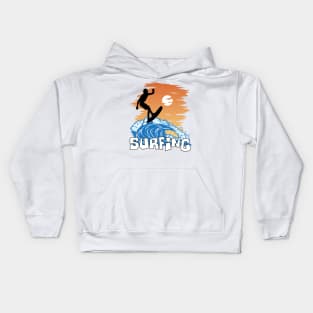 Surfer on a wave. Kids Hoodie